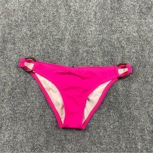 REEF Women’s Hot Pink bikini bottom brown rings on sides ruched butt size Medium